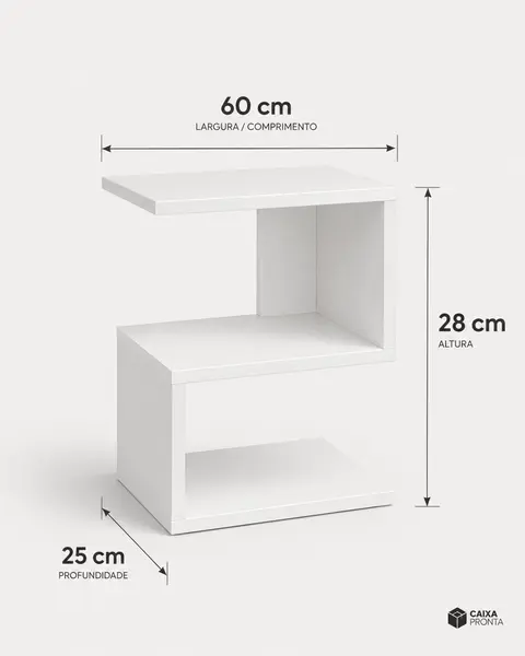 Mesa de Cabeceira Orgânica em Z em MDF — vista 3