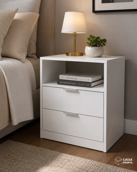 Mesa de Cabeceira com 2 Gavetas de 60 cm em MDF — vista 3