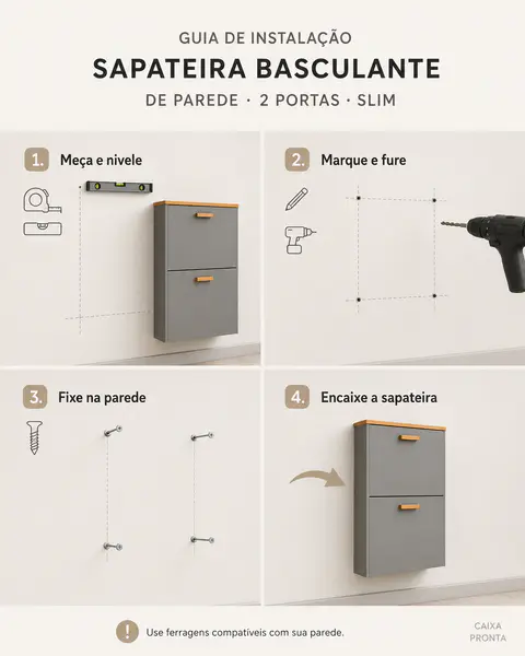 Sapateira Suspensa com 2 Portas em MDF — vista 4