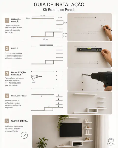 Kit com 4 Prateleiras para TV em MDF — vista 3