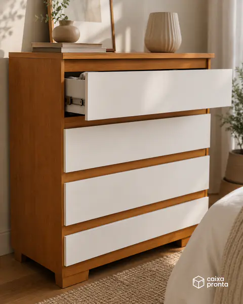 Cômoda Compacta com 4 Gavetas em MDF — vista 2