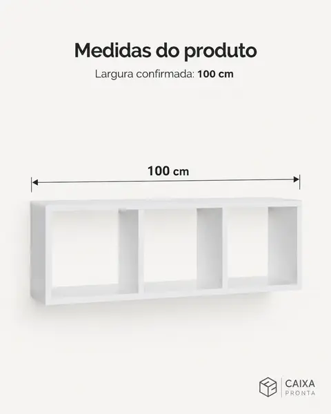 Nicho Retangular Triplo em MDF — vista 3