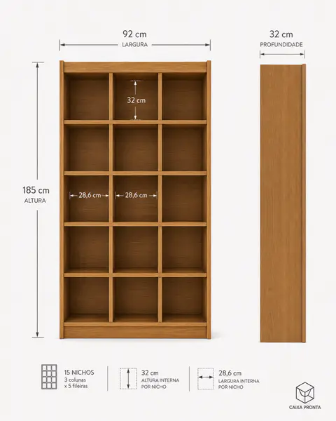 Estante Colmeia com 15 Nichos em MDF — vista 3
