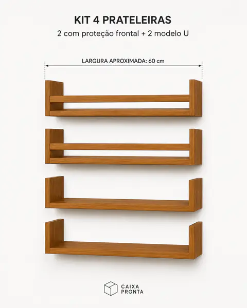 Kit com 4 Prateleiras de 60 cm em MDF — vista 3