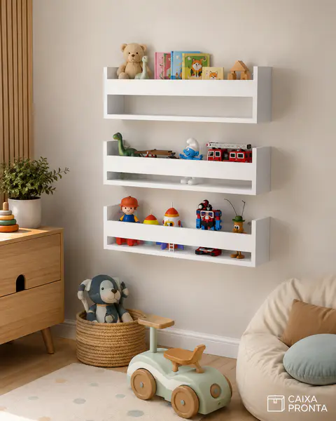 Kit com 3 Prateleiras para Livros Infantis em MDF — vista 2