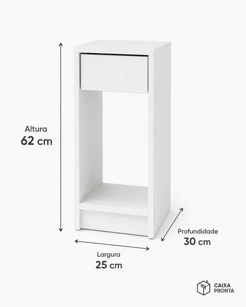Mesa de Cabeceira Estreita com Gaveta em MDF — vista 3