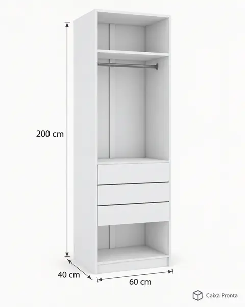 Módulo de Closet com Gaveteiro e Prateleiras em MDF — vista 2