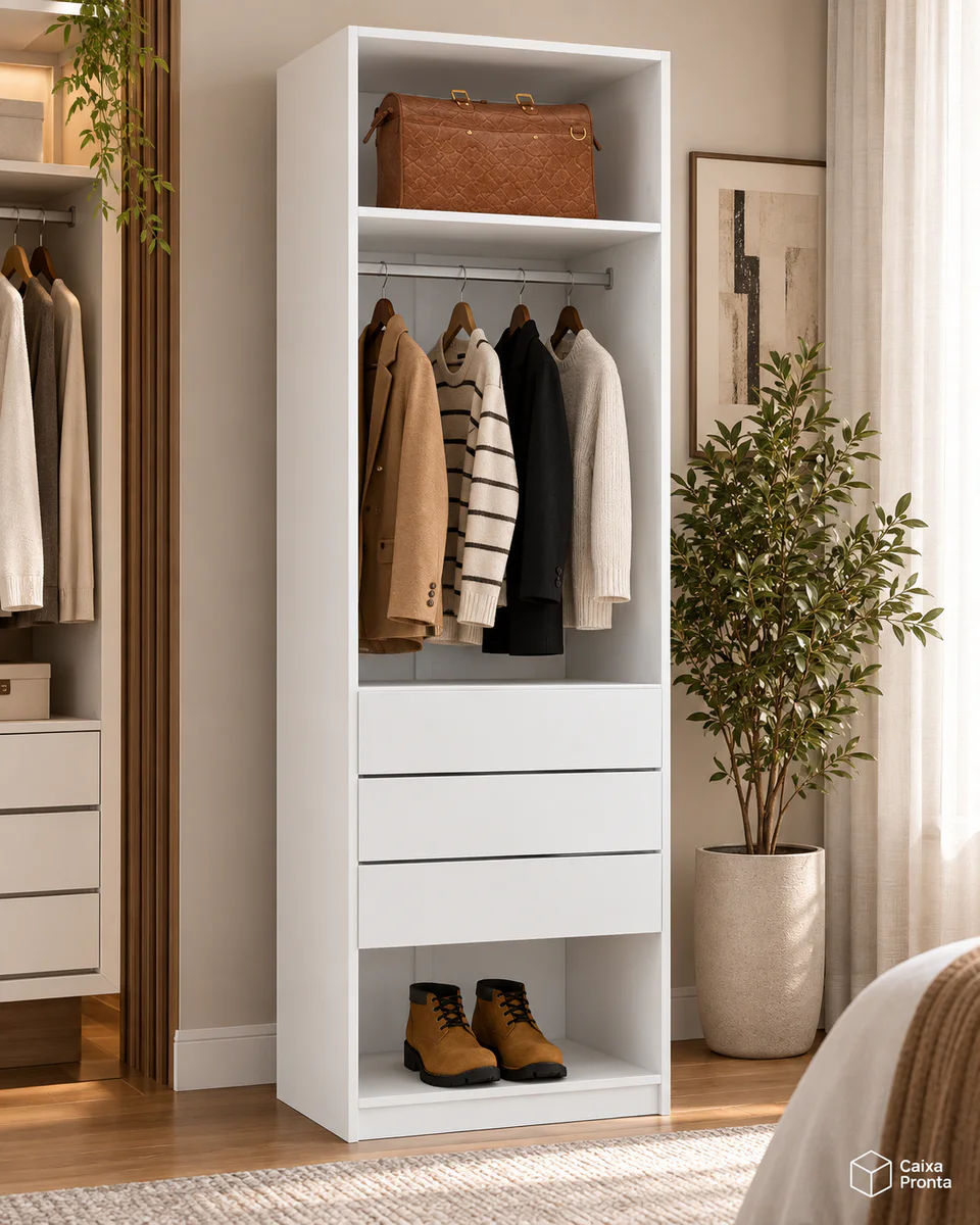 Módulo de Closet com Gaveteiro e Prateleiras em MDF — vista principal