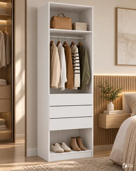 Módulo de Closet com Gaveteiro e Prateleiras em MDF — vista 3
