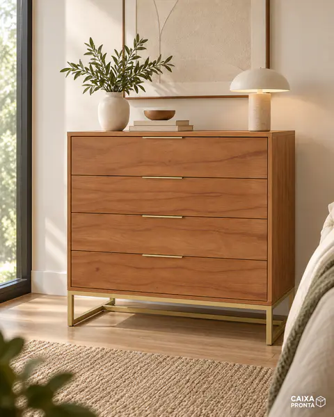 Cômoda com 4 Gavetas e Base Metálica em MDF — vista 5