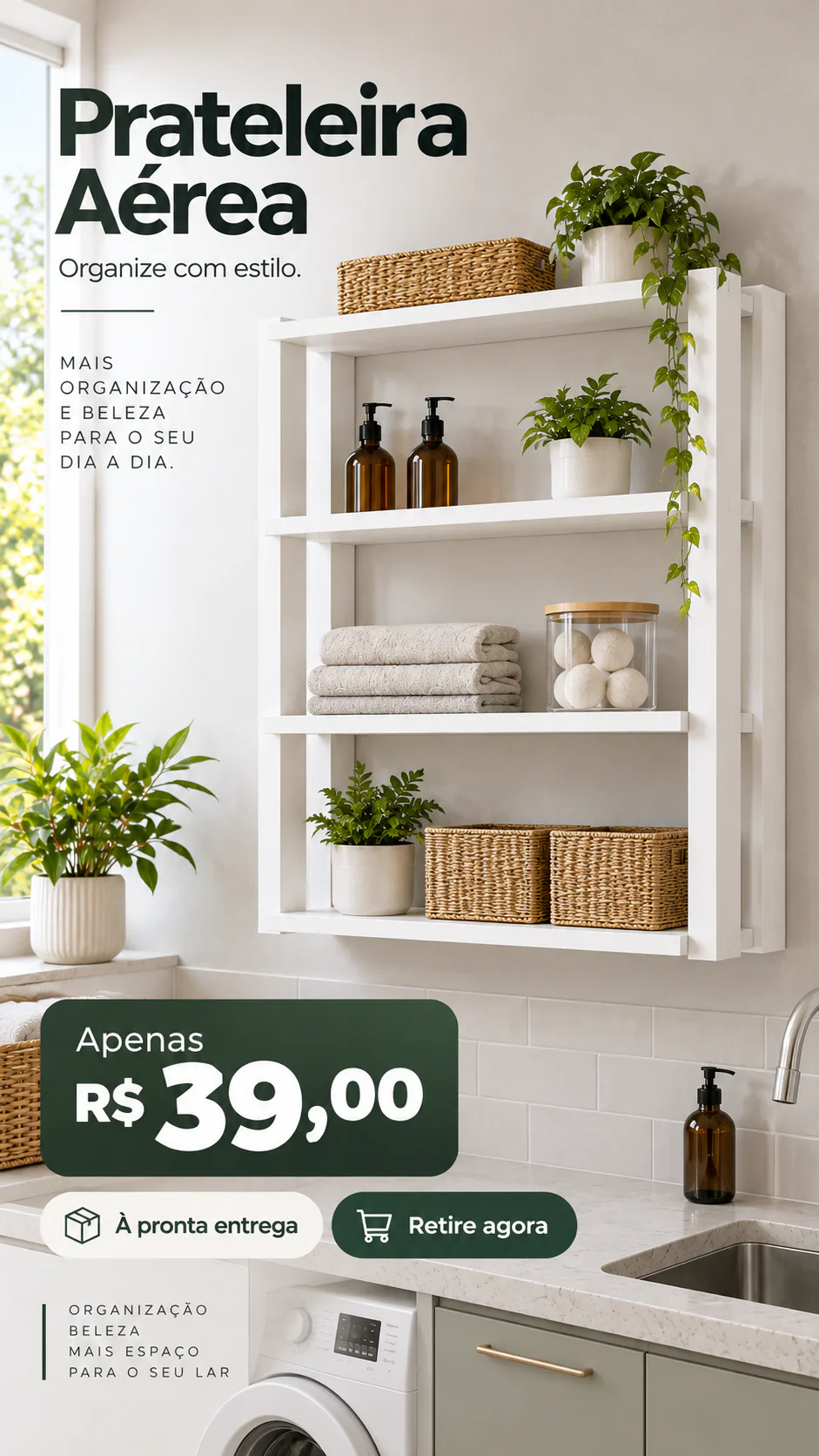 Prateleira Aérea Compacta em MDF — vista principal
