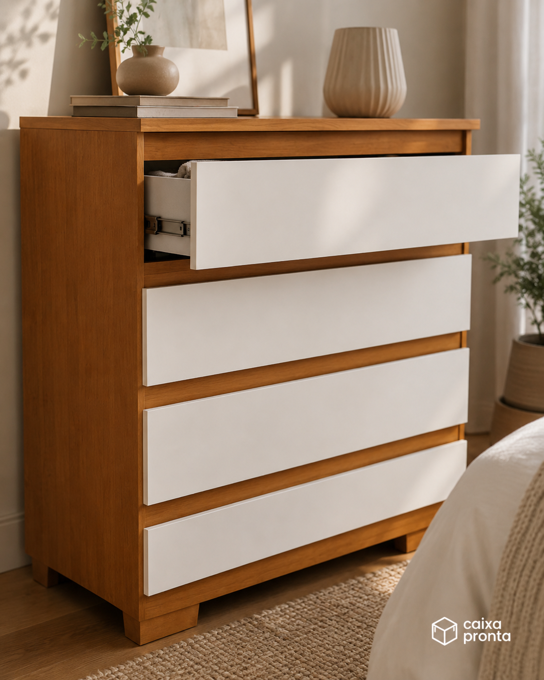 Cômoda 4 Gavetas para Quarto de Casal Multiuso em MDF — vista 2
