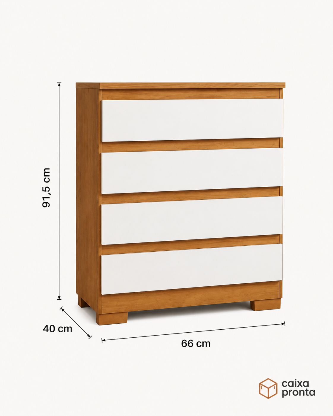 Cômoda 4 Gavetas para Quarto de Casal Multiuso em MDF — vista 3