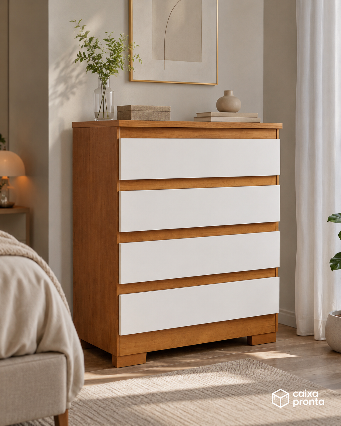 Cômoda 4 Gavetas para Quarto de Casal Multiuso em MDF — vista 4