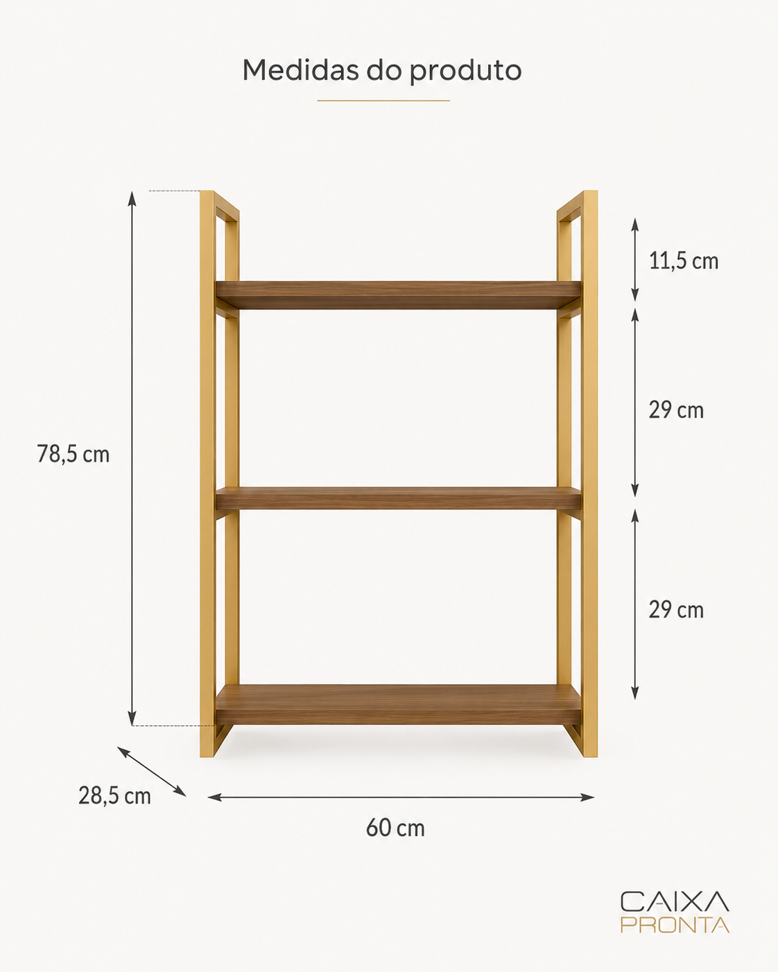 Nicho de Parede Industrial 60cm com 3 Prateleiras em MDF — vista 4