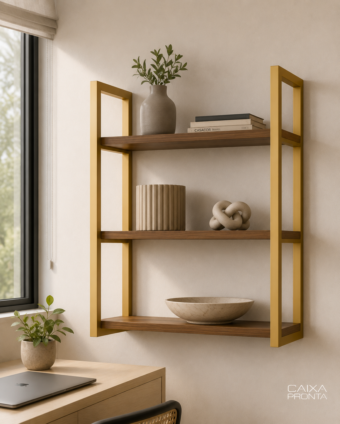 Nicho de Parede Industrial 60cm com 3 Prateleiras