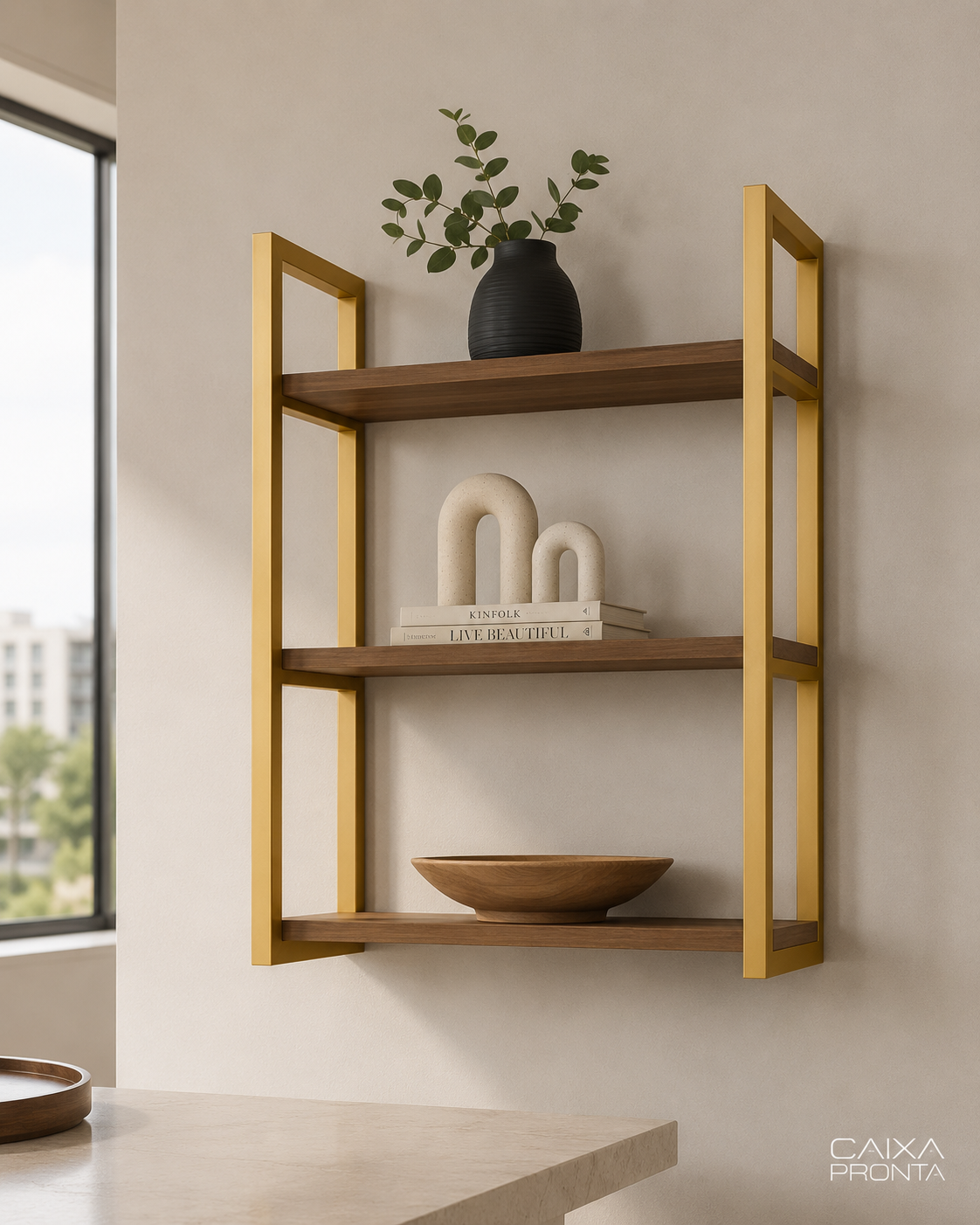 Nicho de Parede Industrial 60cm com 3 Prateleiras em MDF — vista 3
