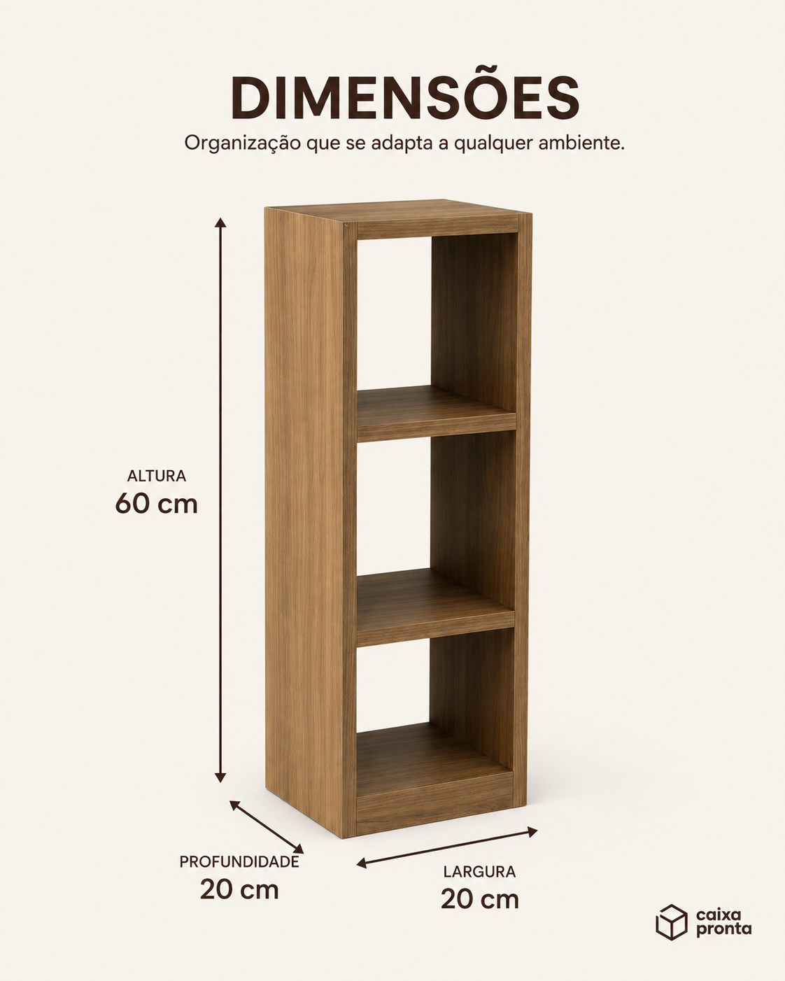 Nicho Organizador para Livros e Decoracao 60cm em MDF — vista 3