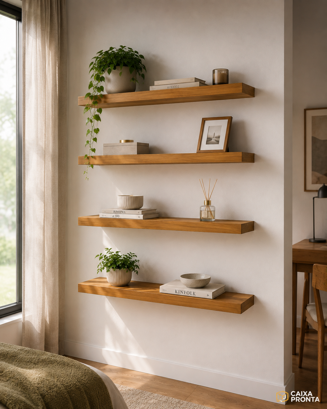 Kit 4 Prateleiras 60x10 Suporte Invisível em MDF — vista 2