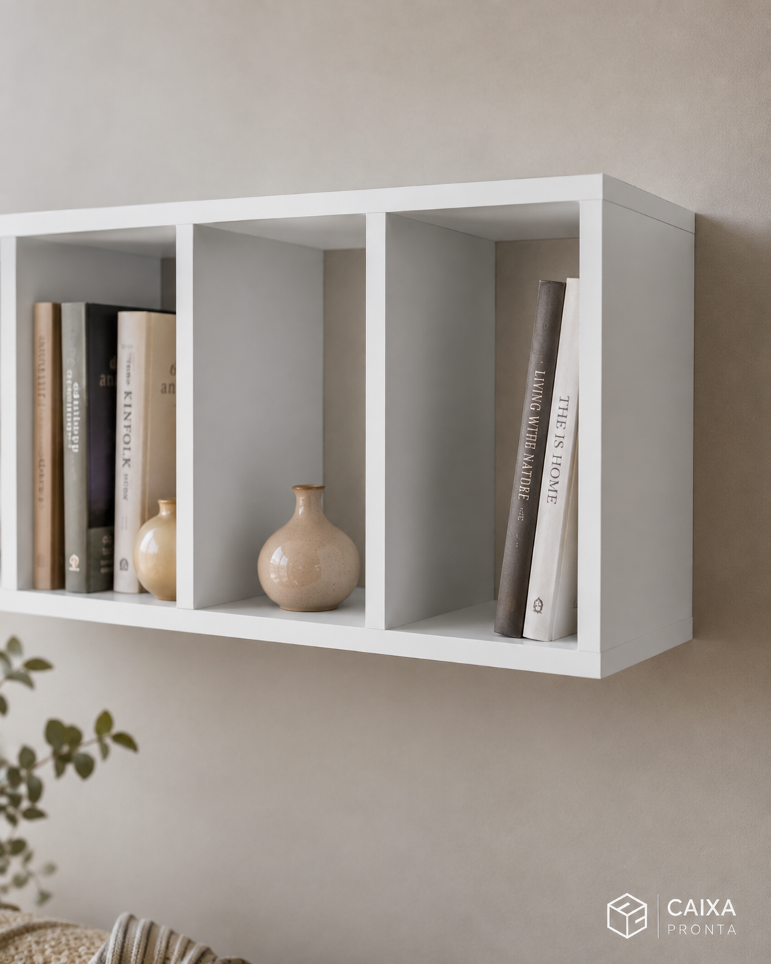 Nicho Retangular Triplo Decorativo Livro Foto Sala Quarto em MDF — vista 2