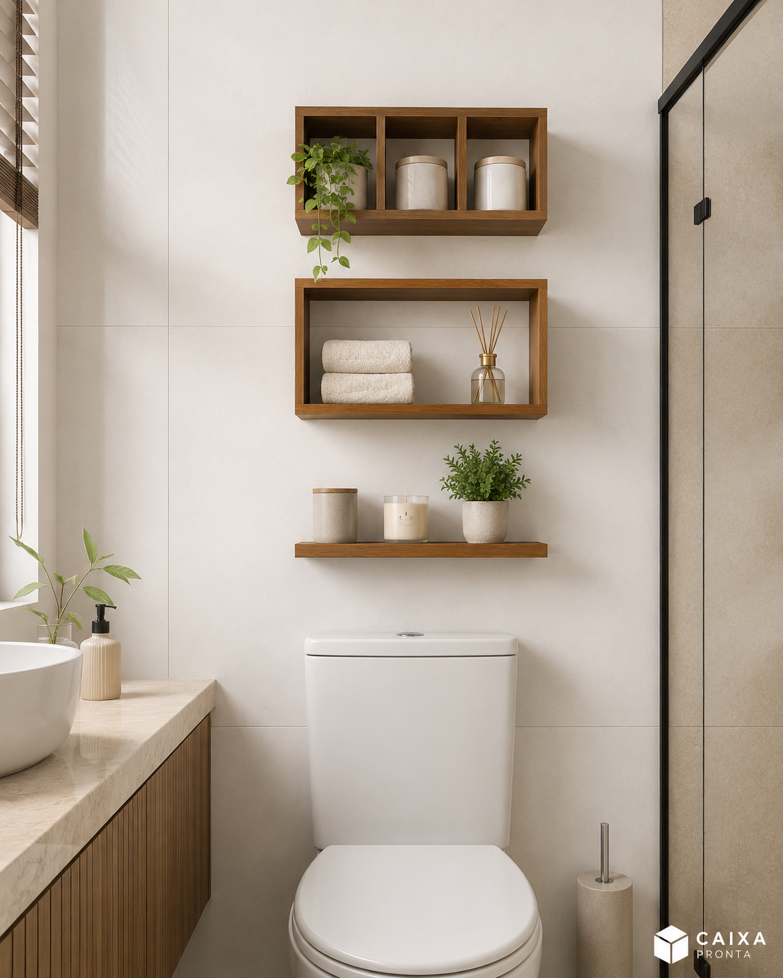 Nicho Madeira MDF 03un Decoracao Banheiro Lavanderia em MDF — vista 3