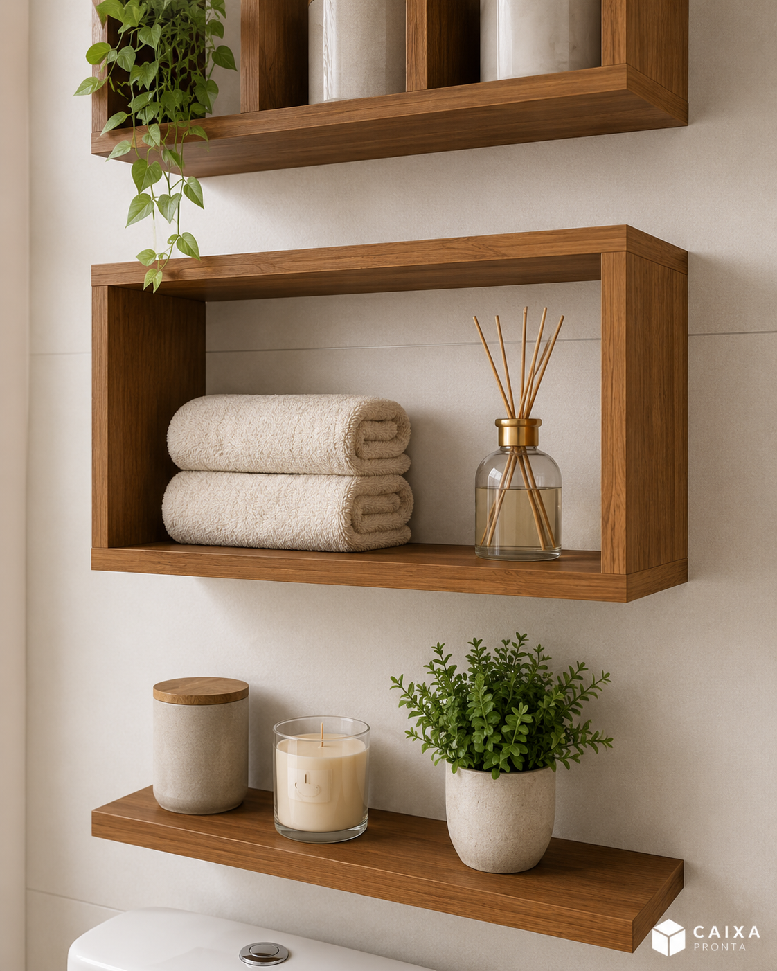 Nicho Madeira MDF 03un Decoracao Banheiro Lavanderia