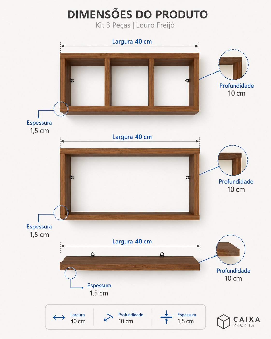 Nicho Madeira MDF 03un Decoracao Banheiro Lavanderia em MDF — vista 4