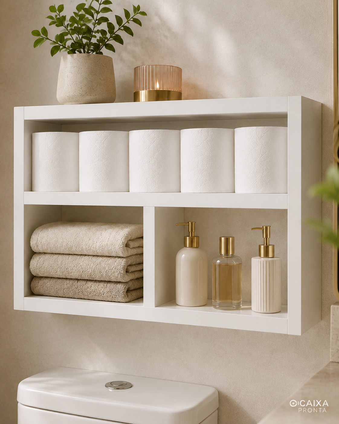 Nicho Prateleira Colmeia MDF P Banheiro Lavabo Decoracao