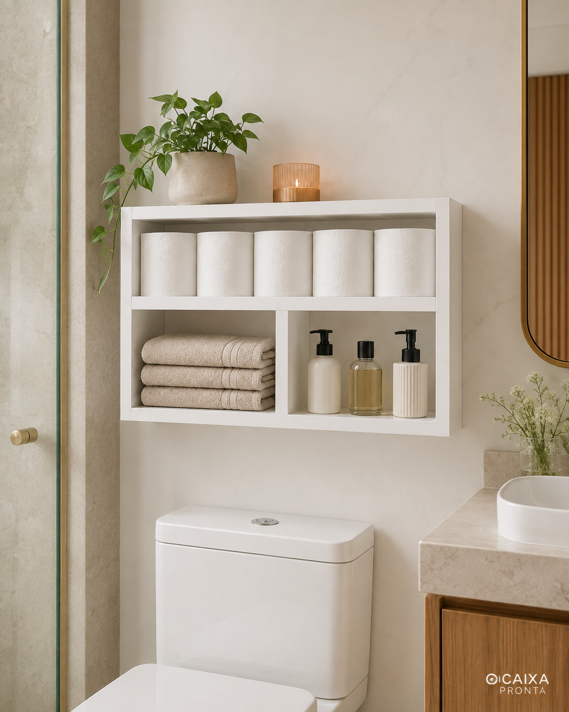 Nicho Prateleira Colmeia MDF P Banheiro Lavabo Decoracao em MDF — vista 3