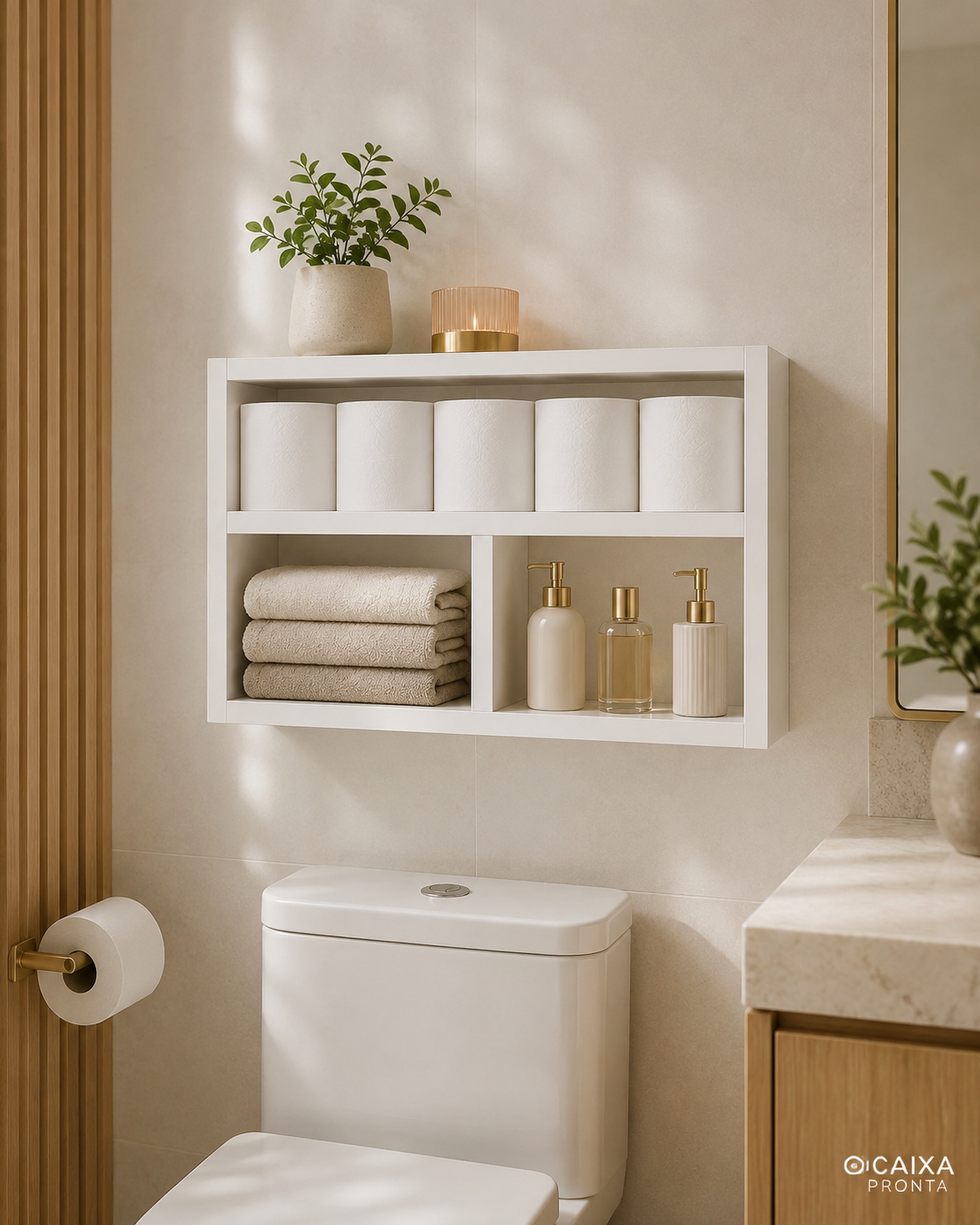 Nicho Prateleira Colmeia MDF P Banheiro Lavabo Decoracao em MDF — vista 4