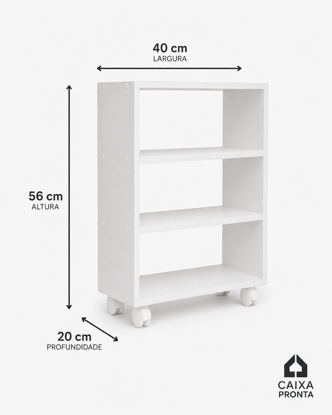 Sapateira MDF com Rodizios Giratorio Branco em MDF — vista 2