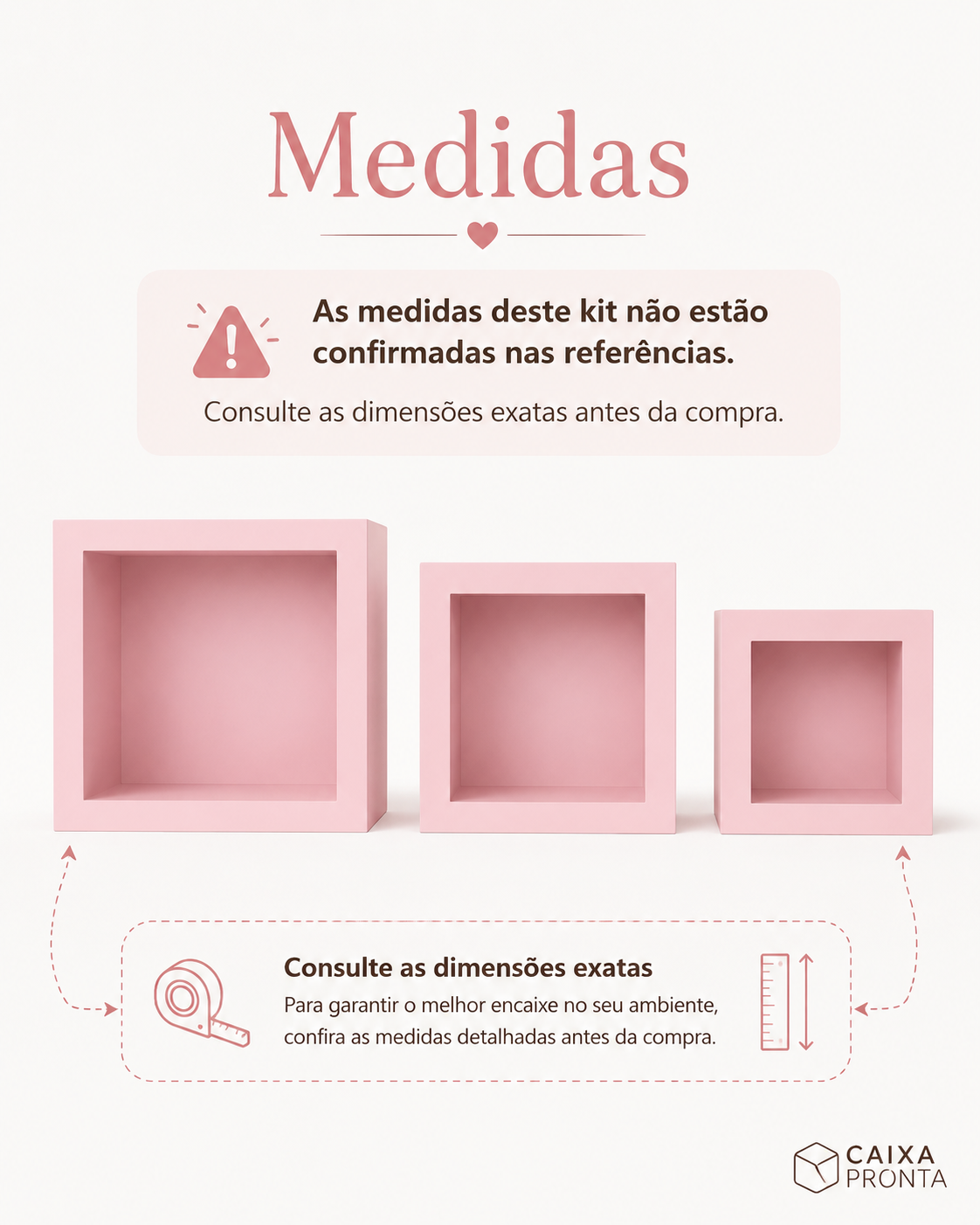 Kit 3 Nichos Decorativos Rosa MDF para Quarto Infantil em MDF — vista 4