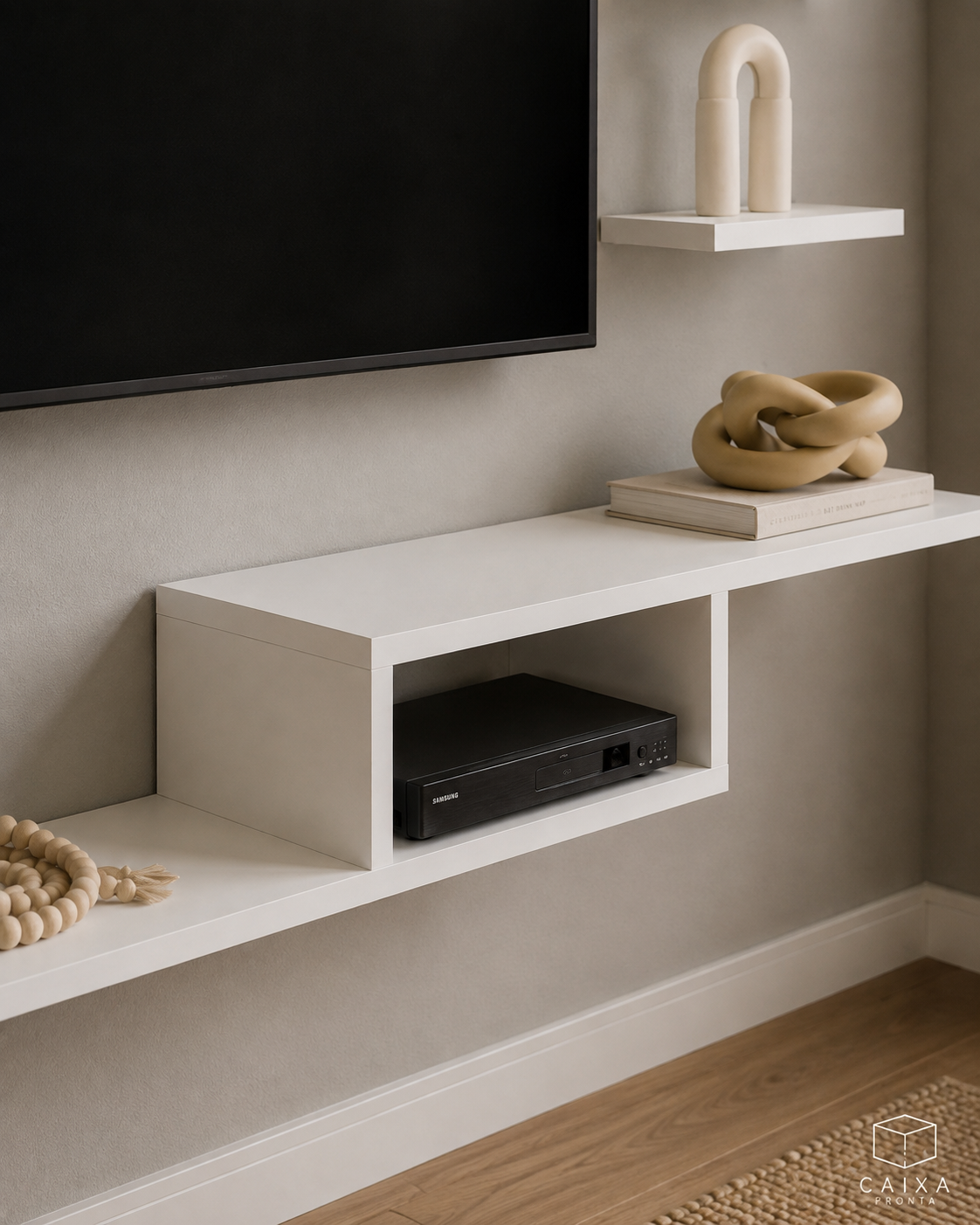 Kit 4 Prateleiras Nicho Rack Suspenso Tv Sala Quarto MDF em MDF — vista 2