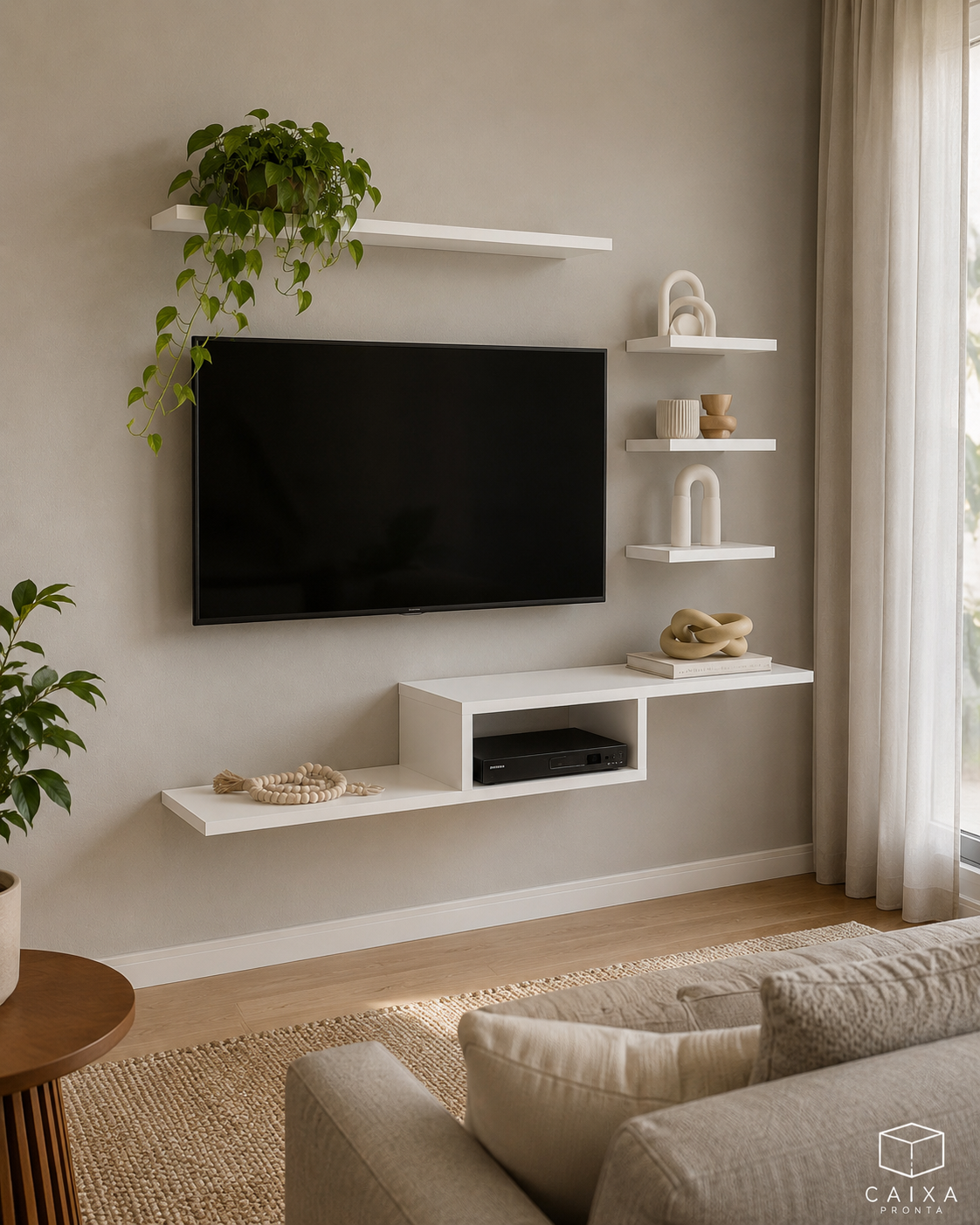 Kit 4 Prateleiras Nicho Rack Suspenso Tv Sala Quarto MDF em MDF — vista 4