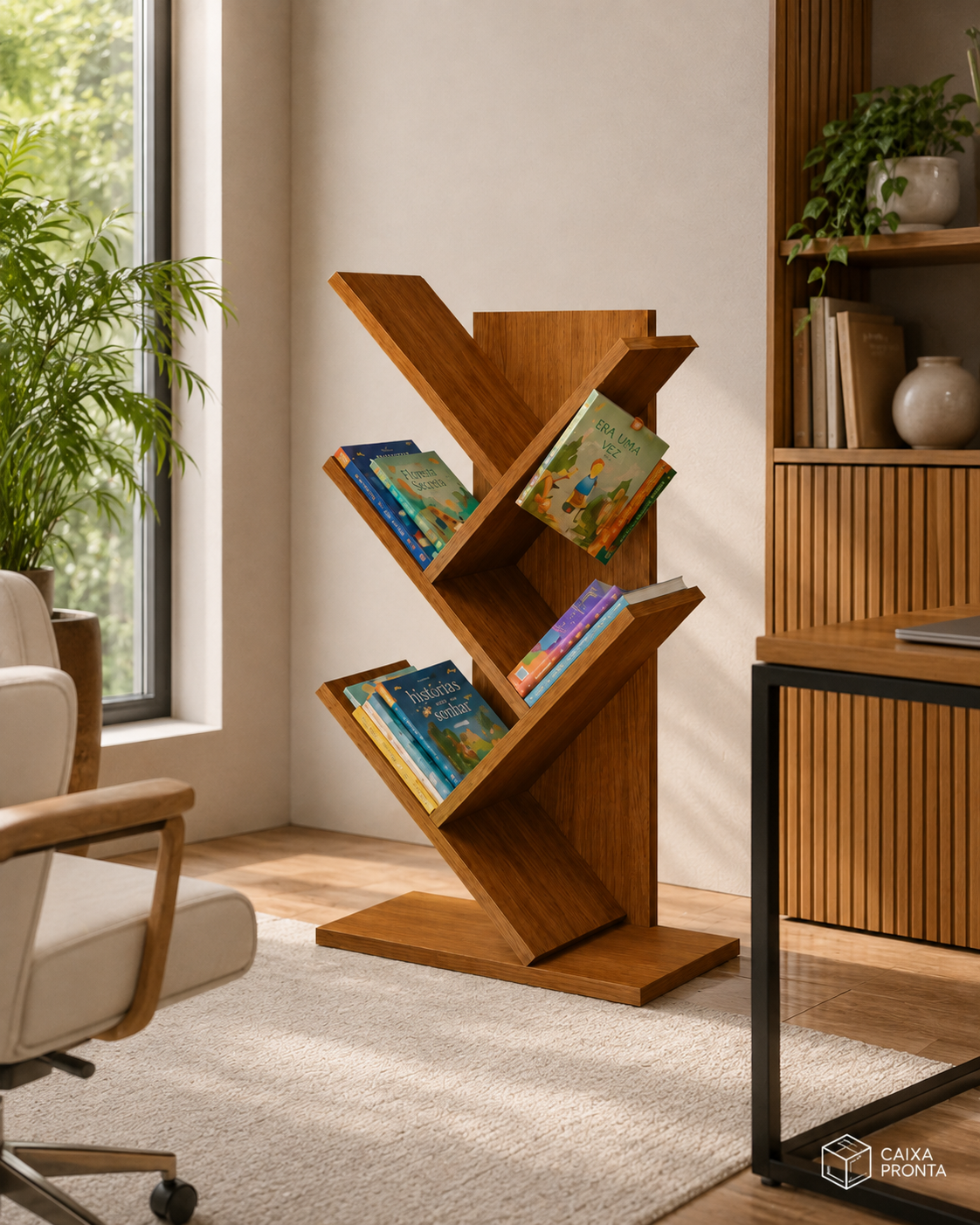Porta Livros Revisteiro MDF 5 Nichos Organizador em MDF — vista 2
