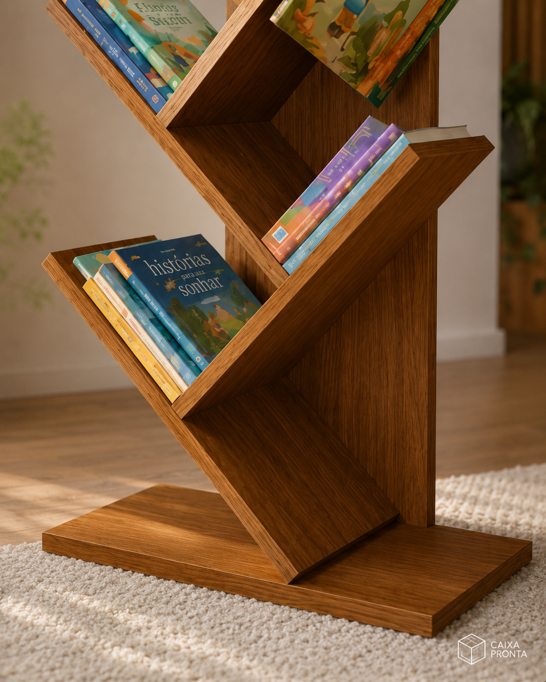 Porta Livros Revisteiro MDF 5 Nichos Organizador