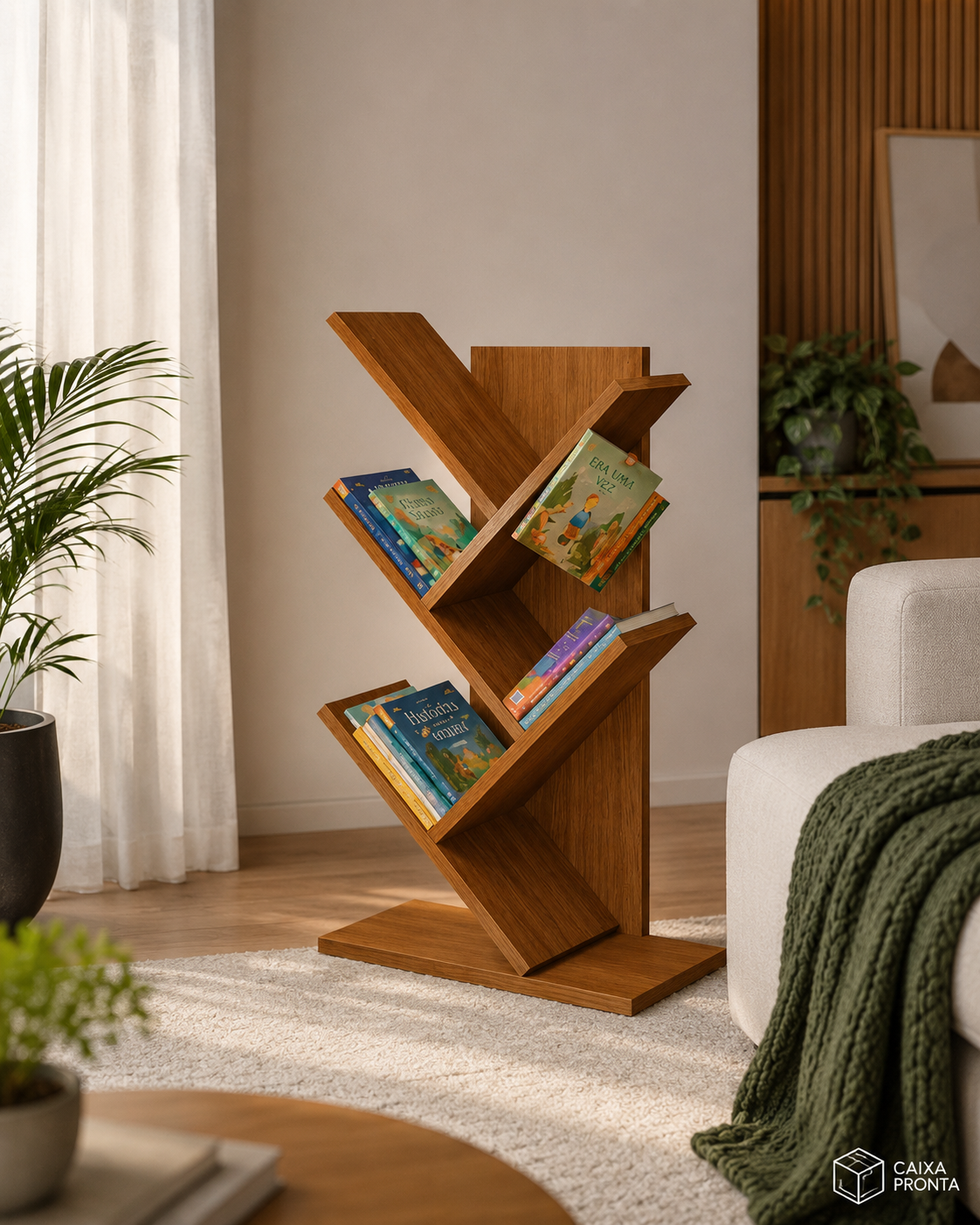 Porta Livros Revisteiro MDF 5 Nichos Organizador em MDF — vista 3