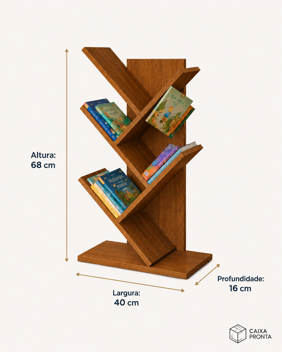 Porta Livros Revisteiro MDF 5 Nichos Organizador em MDF — vista 4