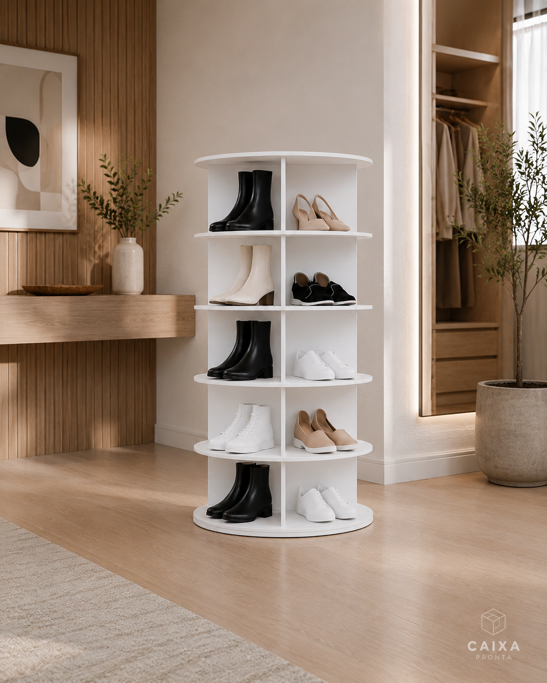 Sapateira Giratoria Vertical Branca Viena MDF 20 Pares MDF em MDF — vista 4
