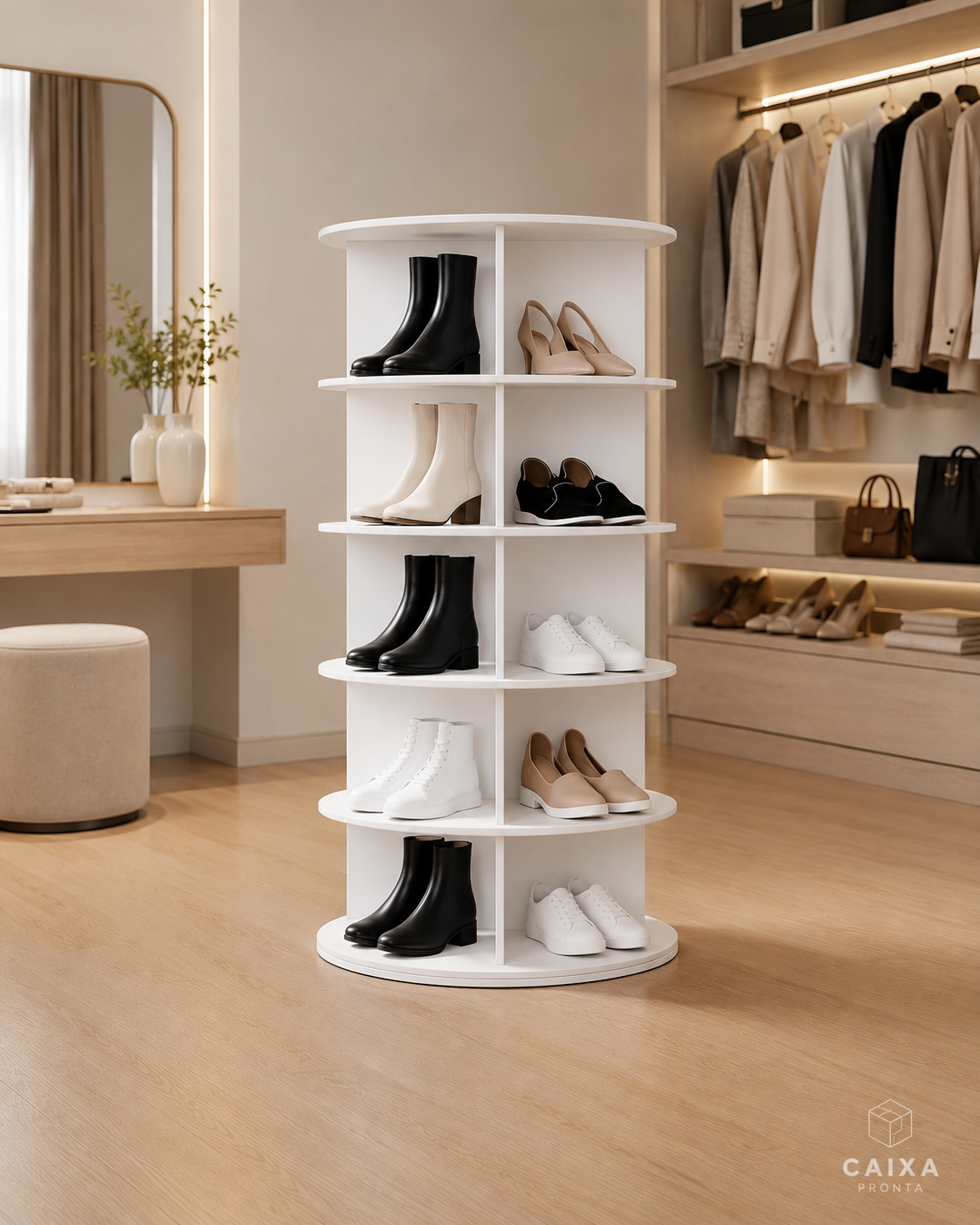 Sapateira Giratoria Vertical Branca Viena MDF 20 Pares MDF em MDF — vista 5
