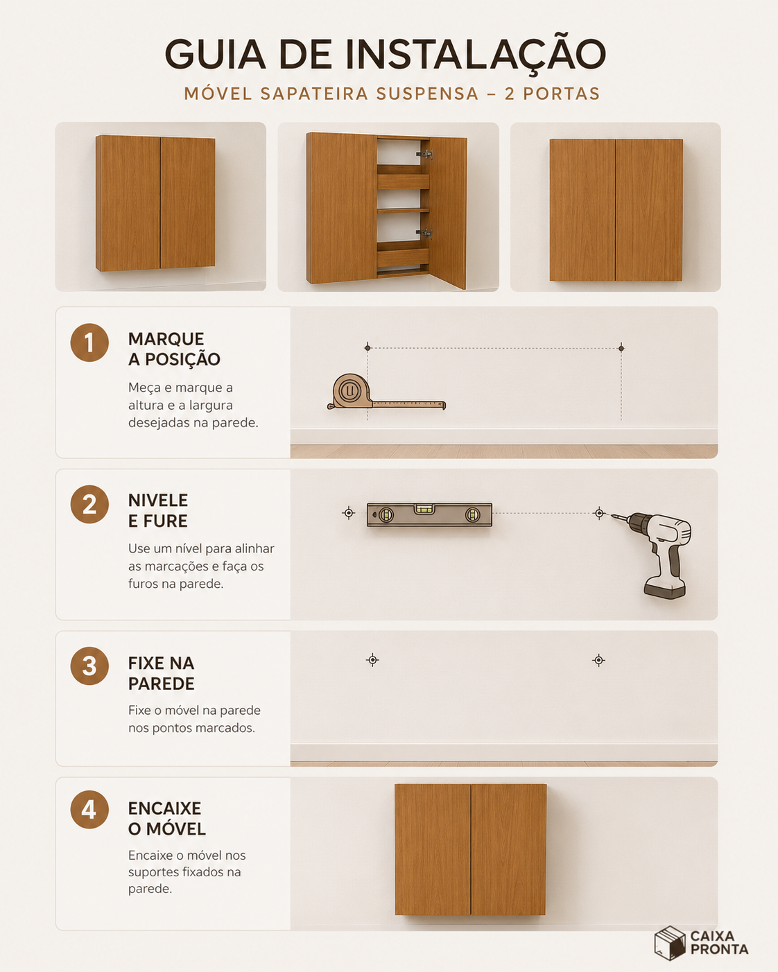 Sapateira Vertical Basculante de Parede em MDF — vista 4