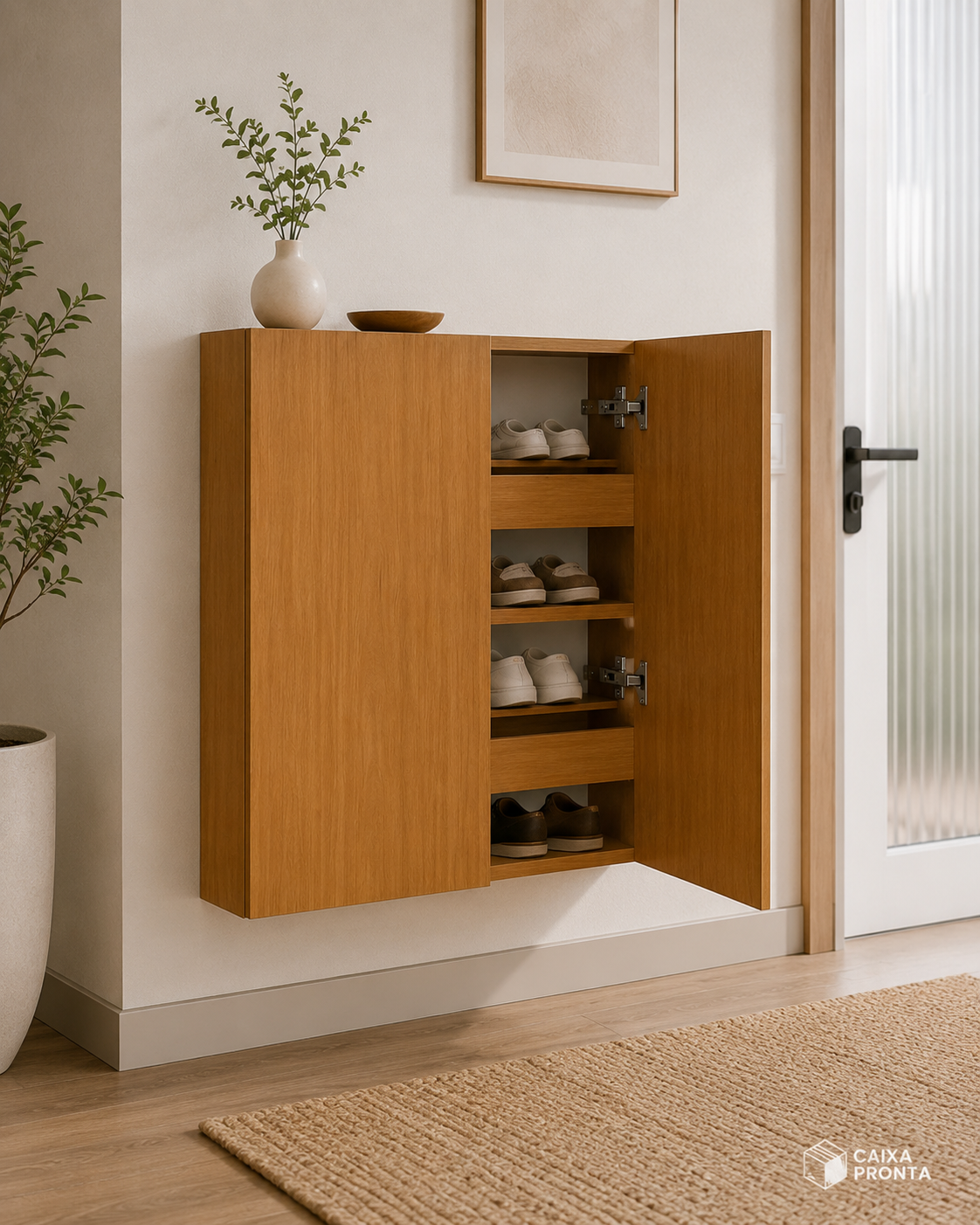 Sapateira Vertical Basculante de Parede em MDF — vista 3