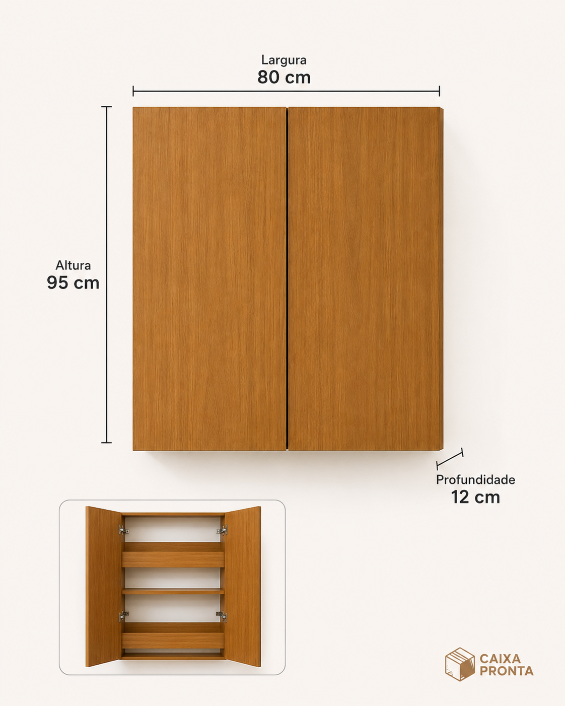 Sapateira Vertical Basculante de Parede em MDF — vista 2
