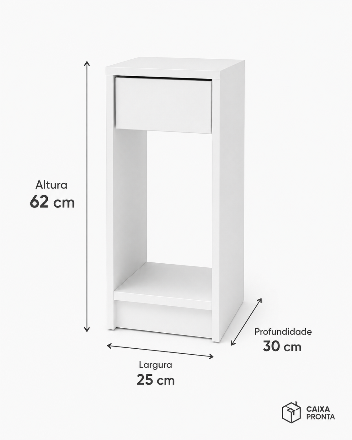 Mesa de Cabeceira Estreita 25cm MDF Vai Montada com Gaveta em MDF — vista 3
