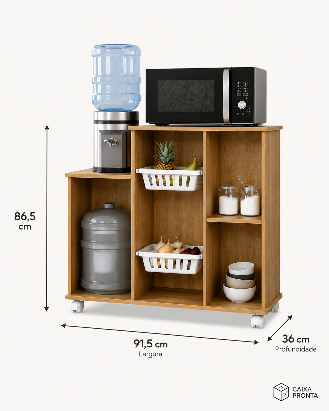 Fruteira Chao Cozinha Multiuso Tampo MDF Suporta em MDF — vista 2