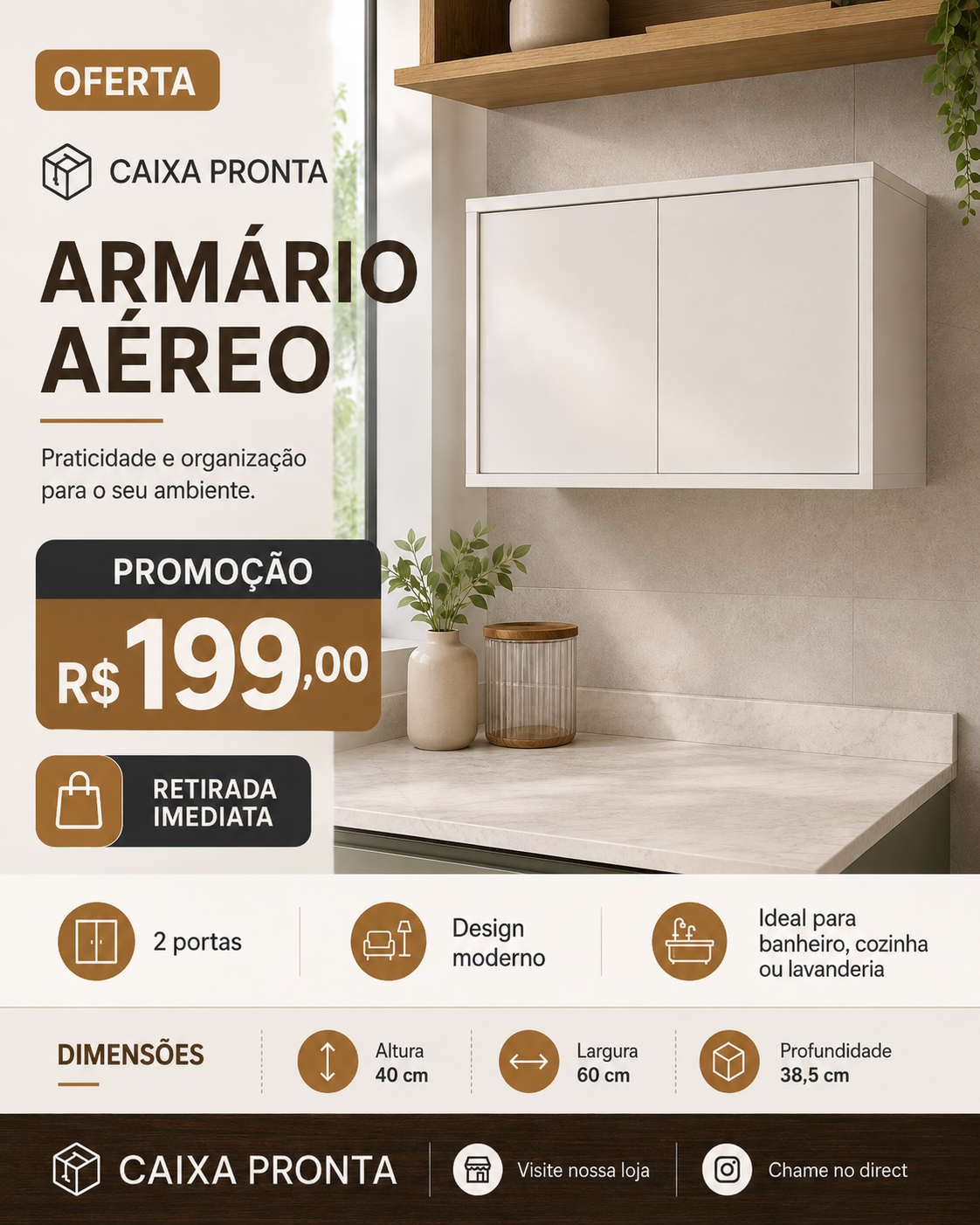 ARMÁRIO AÉREO em MDF — vista 3