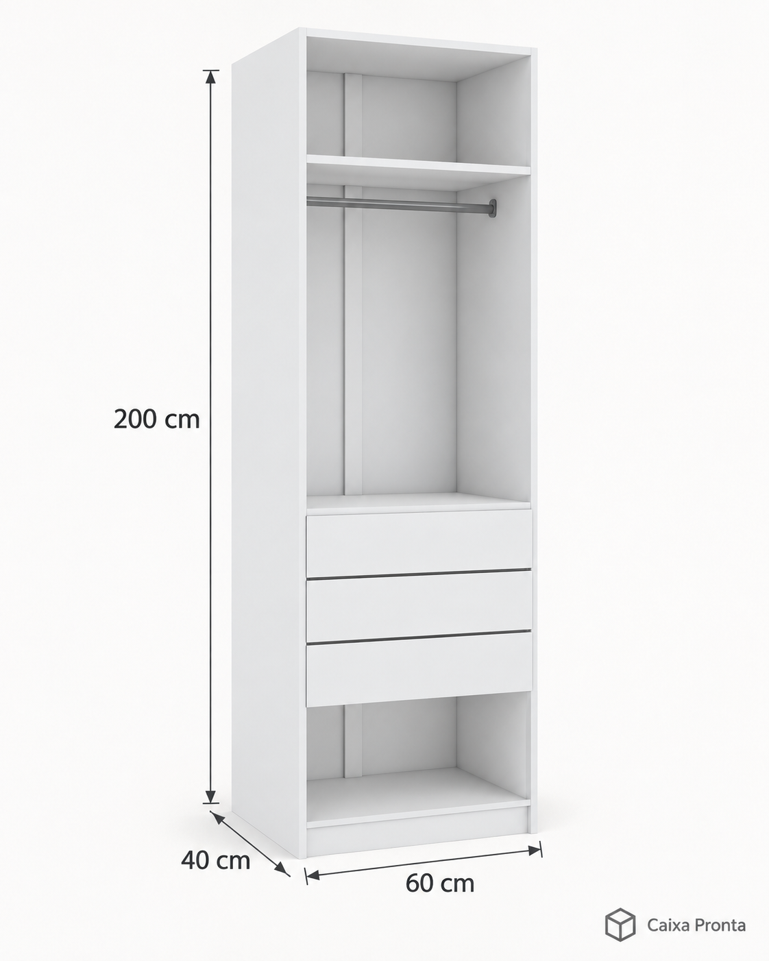 Modulo Closet com Gaveteiro e Prateleiras em MDF — vista 2