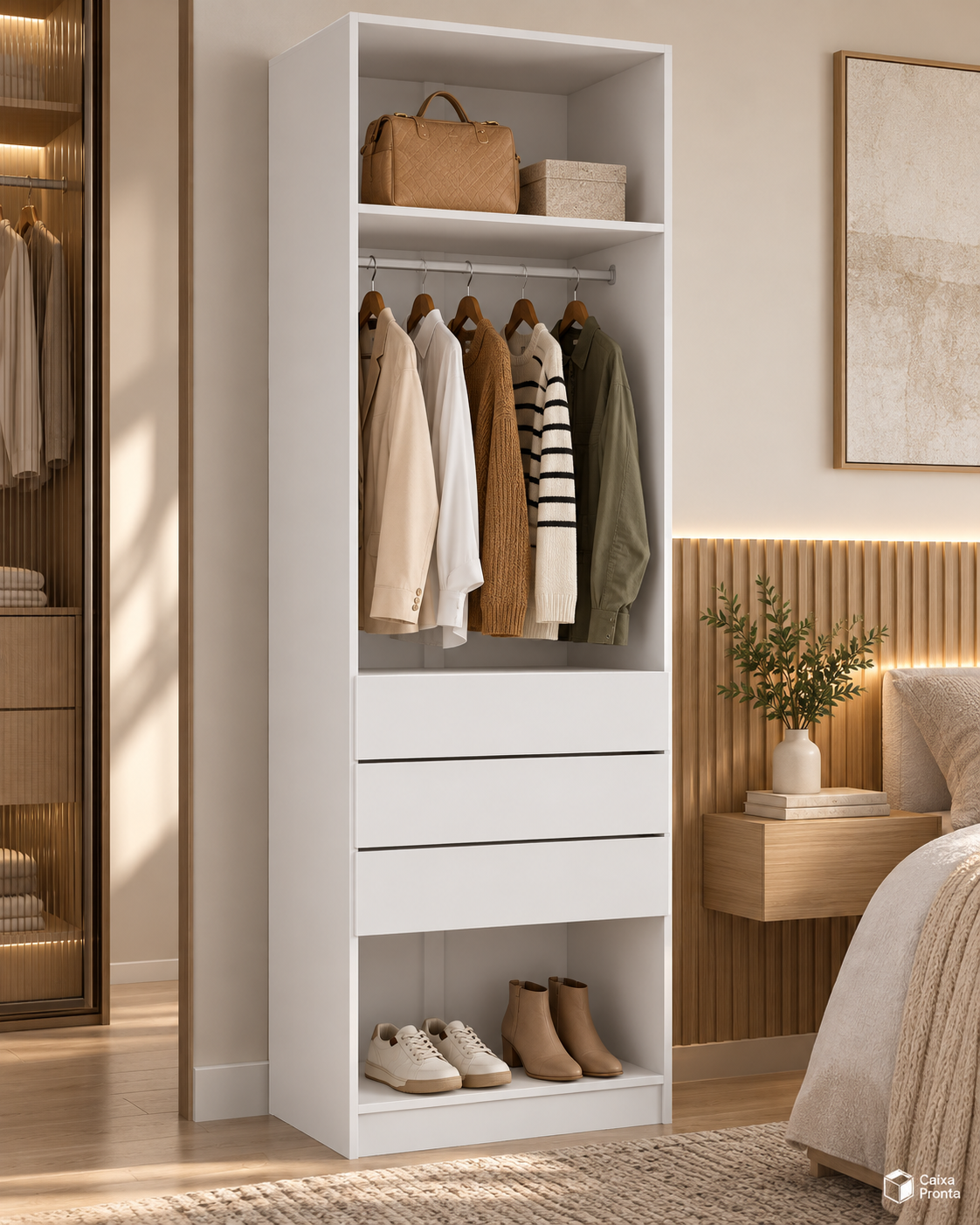 Modulo Closet com Gaveteiro e Prateleiras em MDF — vista 3