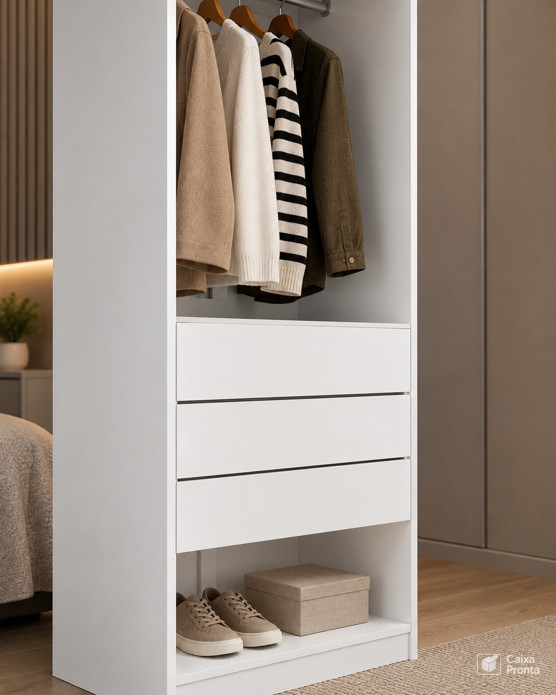 Modulo Closet com Gaveteiro e Prateleiras em MDF — vista 4