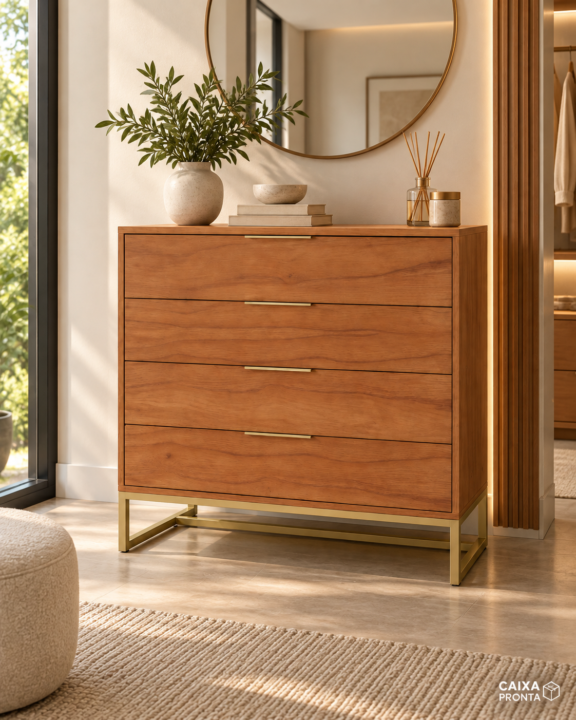 Cômoda 4 Gavetas em MDF com Base de Metalon em MDF — vista 4